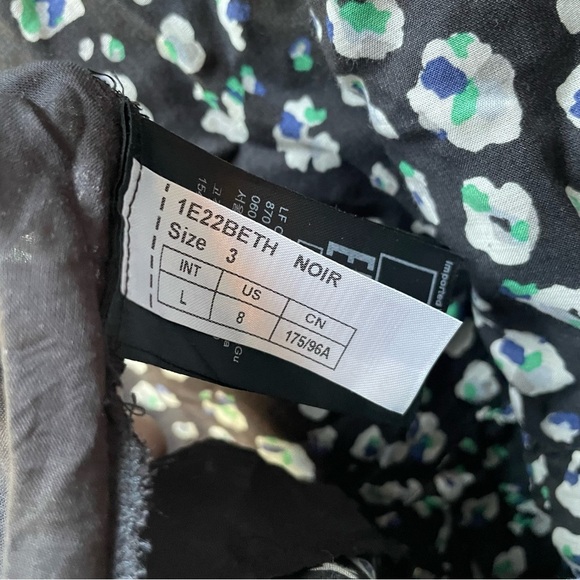 ba&sh Beth Printed Cotton Blend Voile Floral Mini Dress Black Size Large - Picture 5 of 10